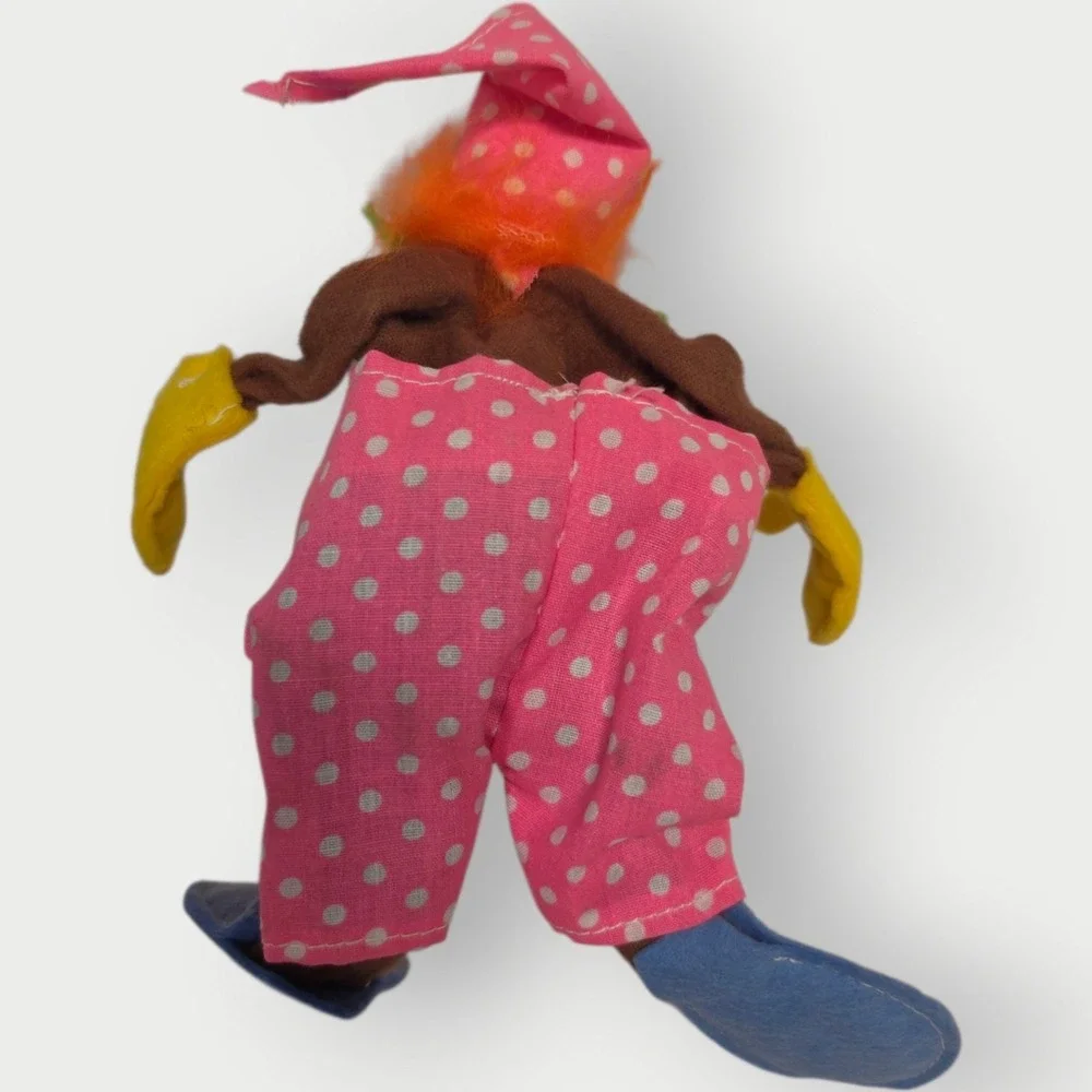 Vintage 1980 Annalee Mobilitee Clown Hobo‎ Pajama Doll Felt Cloth Tagged USA